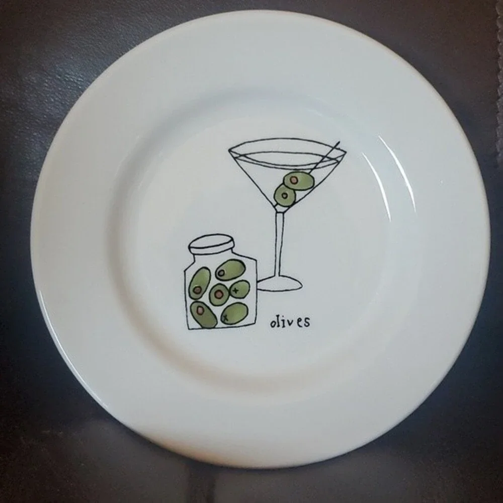 6 Signature Martini Appetizer Canape Plates 6 3/4